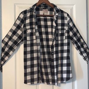 Old Navy Plaid Flannel Shirt Black & White